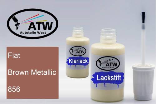 Fiat, Brown Metallic, 856: 20ml Lackstift + 20ml Klarlack - Set, von ATW Autoteile West.